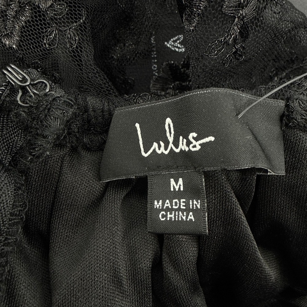 NWT Lulus Pursuing‎ Elegance Black Floral Embroidered Lace-Up Maxi Dress Medium - Picture 7 of 9